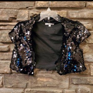 PAILETTE SEQUIN CROPPED JACKET SZ SMALL